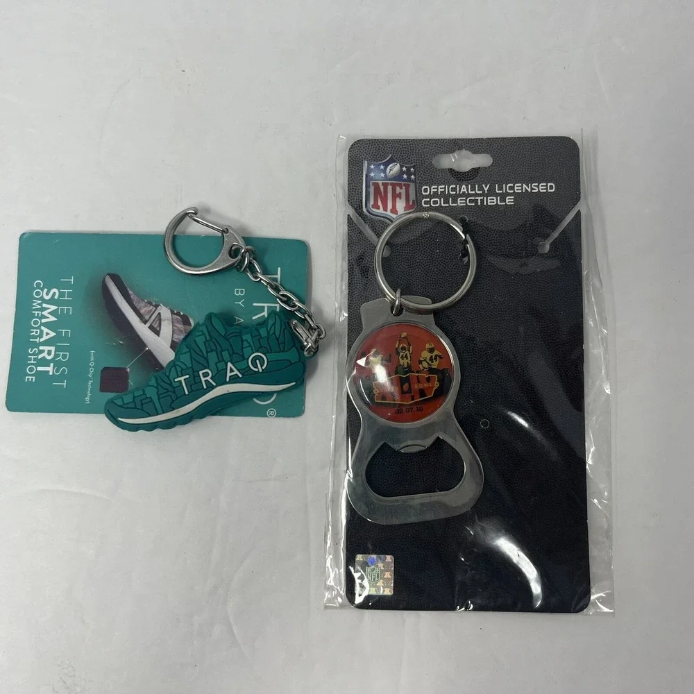NFL Super Bowl Keychain Bottle Opener XLIV and TRAQ Alegria Keychain Smart  Shoe